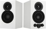 Bluetooth Bookshelf Speaker, 50W X 2 Active TV Speaker with 4” Woofer, Turntable Speaker with Optical// Input for /TV and ojector (White)