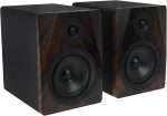 5.25" 2-Way 250W Active Studio Monitor Speakers  - Dark Wood, Class D lifier, / Inputs, Neodymium Silk Dome Tweeter, Bass/Treble Control, Computer-Optimized Crossover