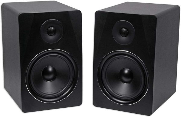 Powered  Studio Monitor Speaker  in Black, 8", 2-Way, 500W, ,  Wood, , Perfect for Stud, Recording, Music