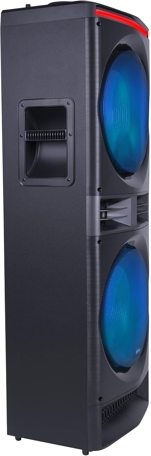 6000W Peak Power Dual 12" Woofers Bluetooth Party Speaker with  Lighting, Mic & Guitar Inputs,  Radio, for Home Karaoke, BBQs, College Events