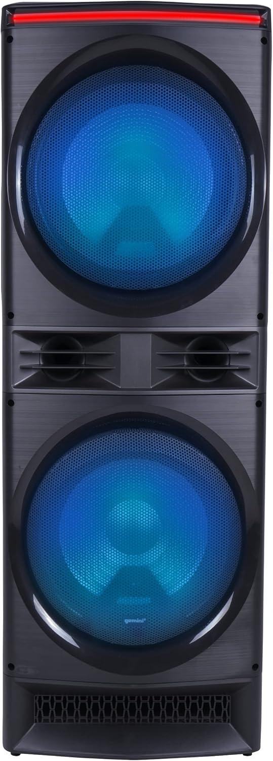 6000W Peak Power Dual 12" Woofers Bluetooth Party Speaker with  Lighting, Mic & Guitar Inputs,  Radio, for Home Karaoke, BBQs, College Events